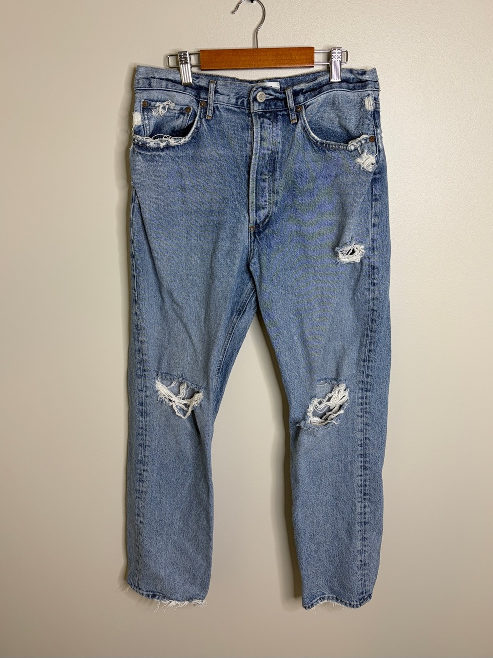 Agolde 90s Jeans Light Wash Distressed Size 28